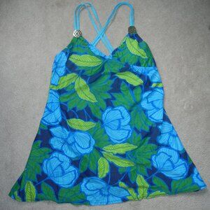 Swim Dress Sz 14 Bathing Suit One Piece Gold Straps V Neck Straps Criss Cross